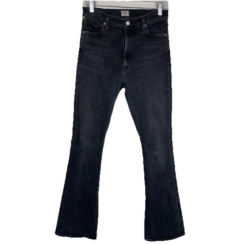 Citizens of Humanity Georgia Jeans Women 28 Black High Rise Bootcut Slit Hem USA
